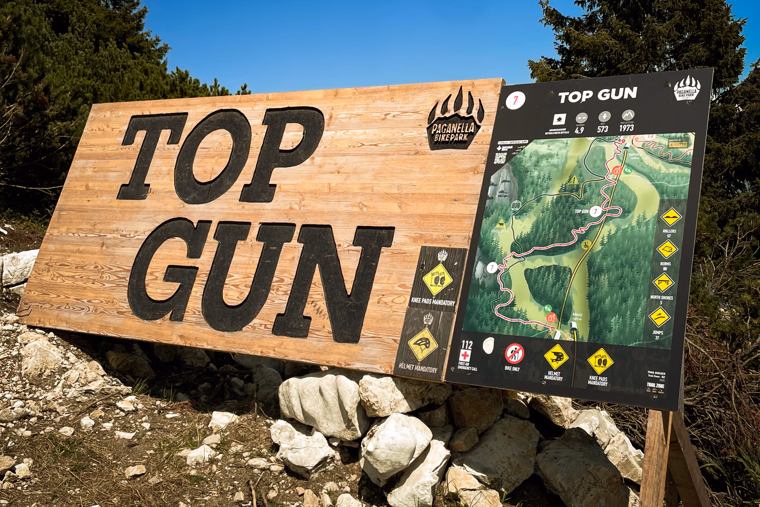 The Paganella Bike Park map displayed in a lightbox at the resort