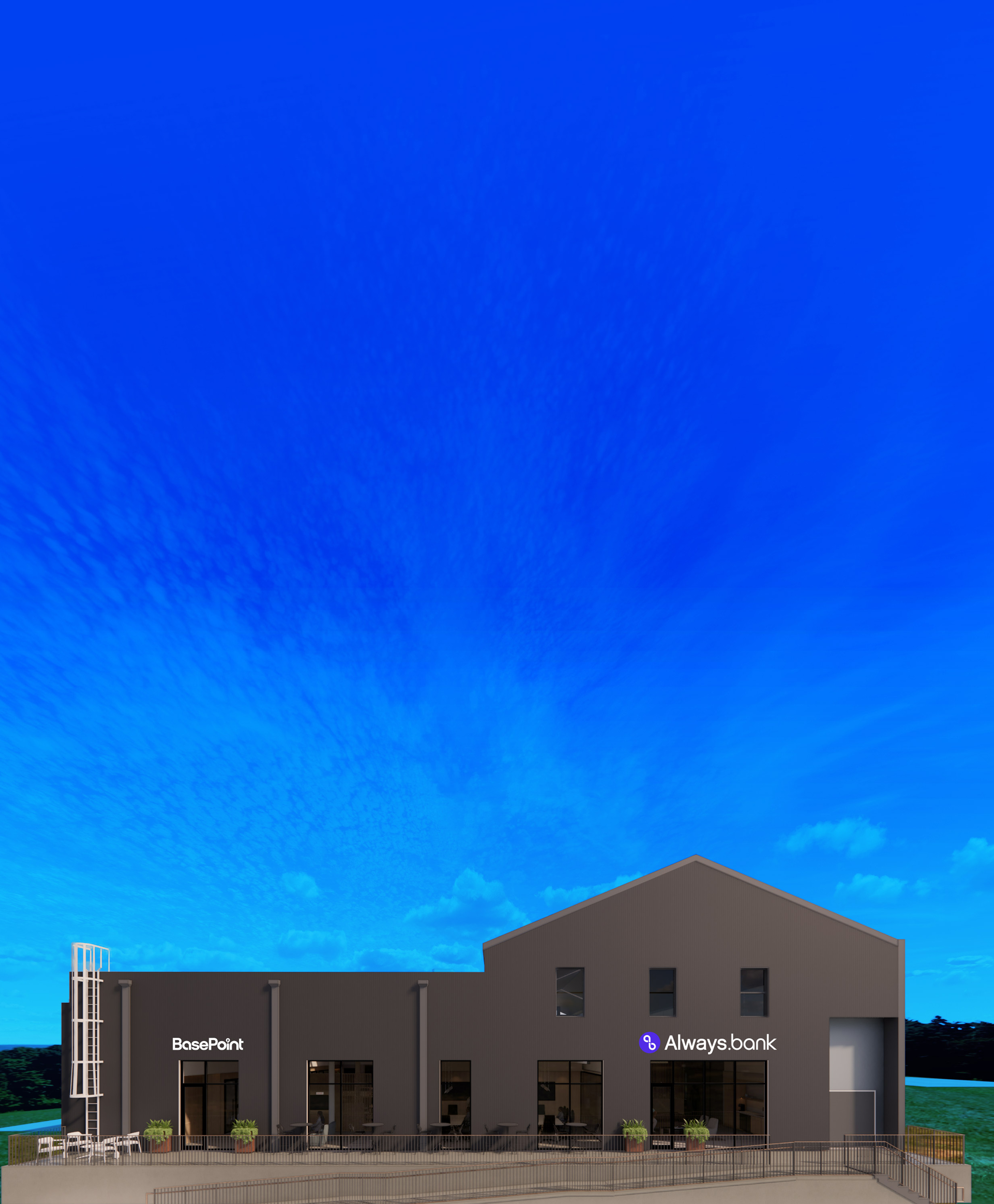 Exterior view of BasePoint and Always.bank commercial buildings