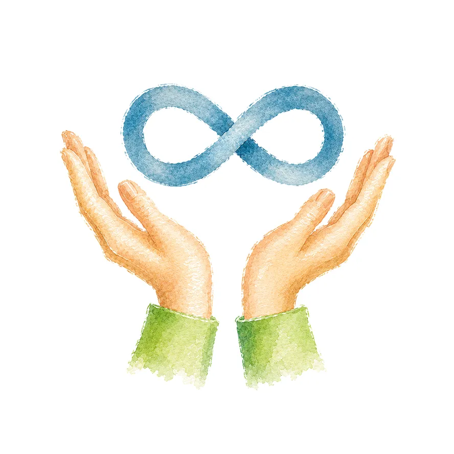 Infinity icon representing seamless unlimited mobile data for Landly travelers.