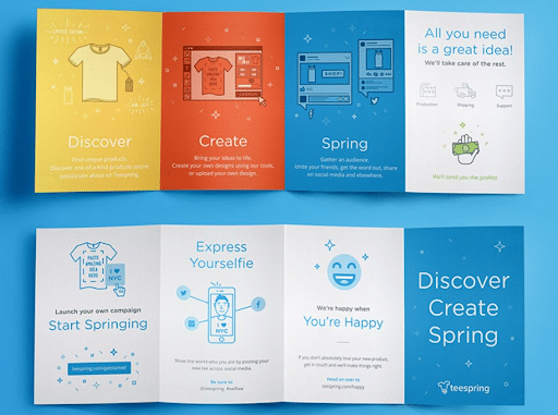 Teespring product insert comes with instructions on how to use their services.