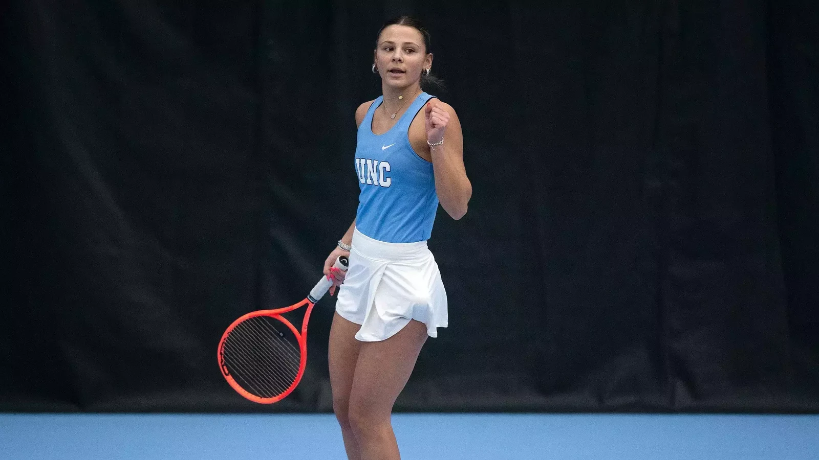 Tennis player Anna Frey during a college match