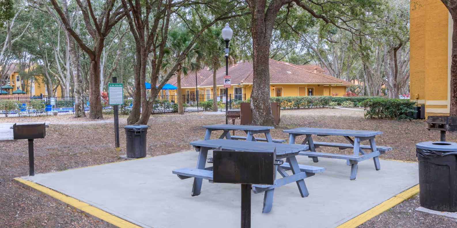 BBQ and picnic area with grills and tables