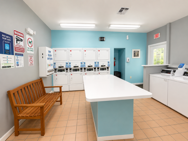 Laundry facility with sitting area