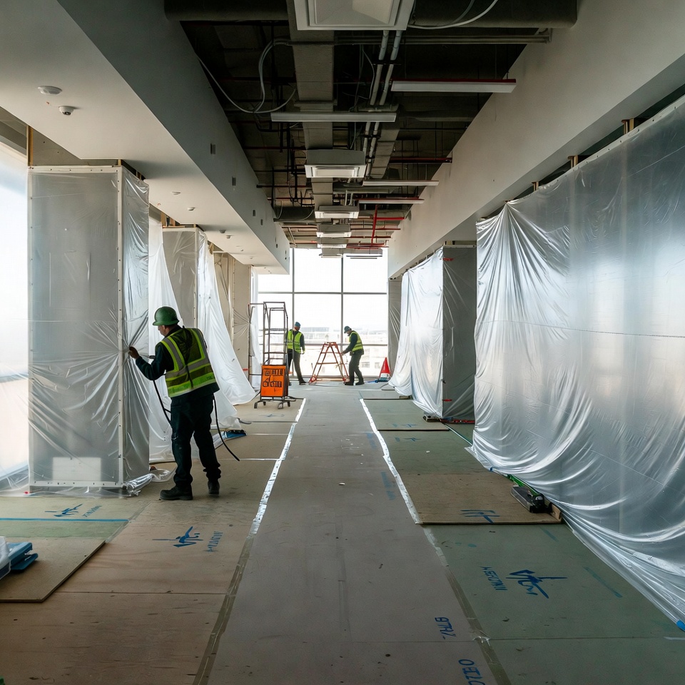 Jobsite fencing and controlled access around demolition work