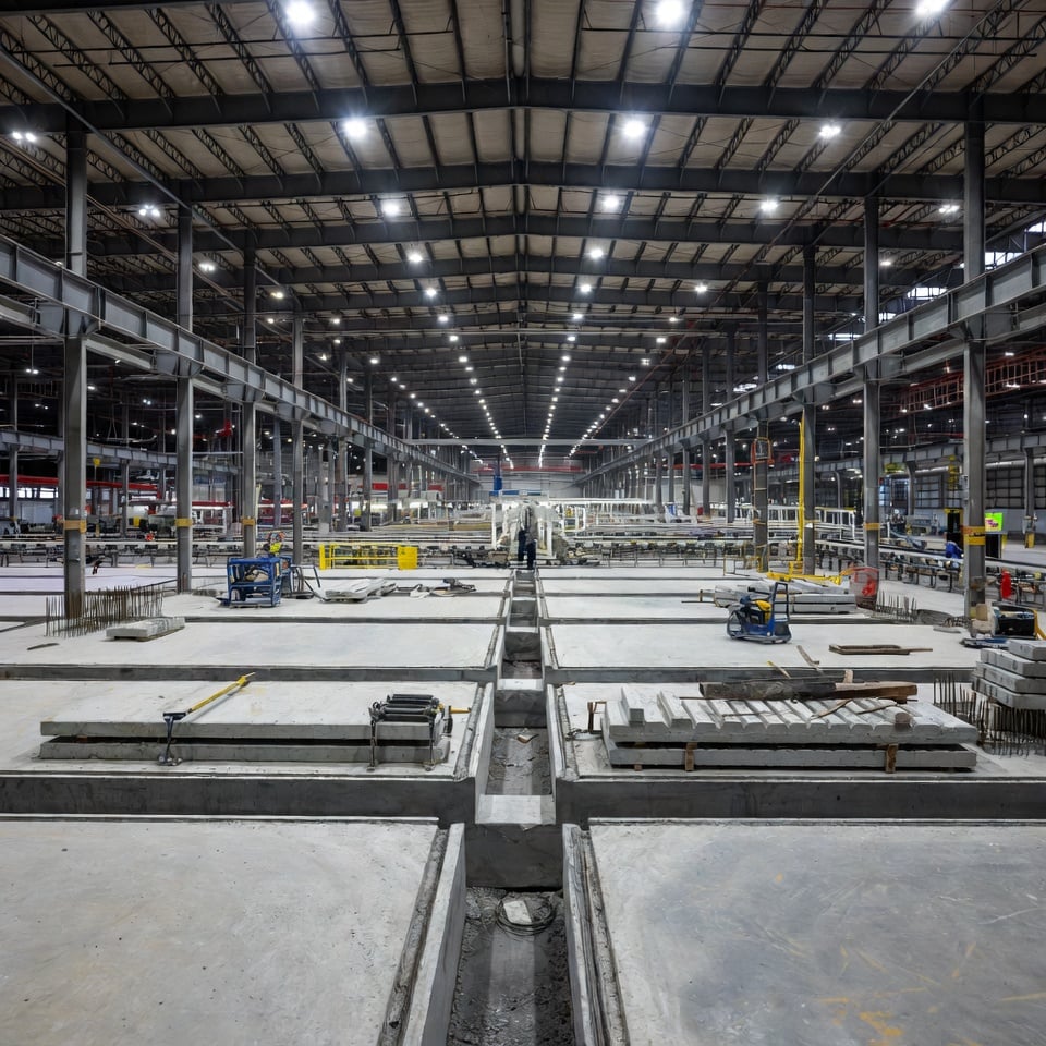 Laser layout and measurements on a concrete slab