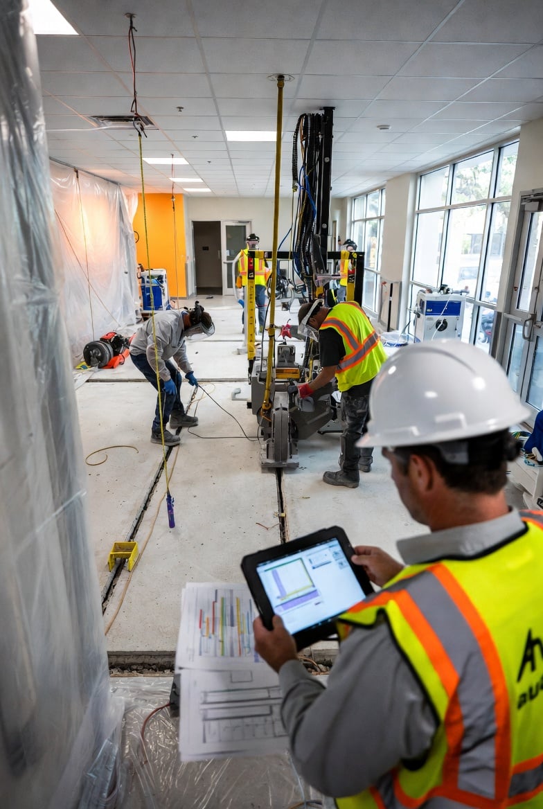 Hard hats and PPE on a construction demolition project