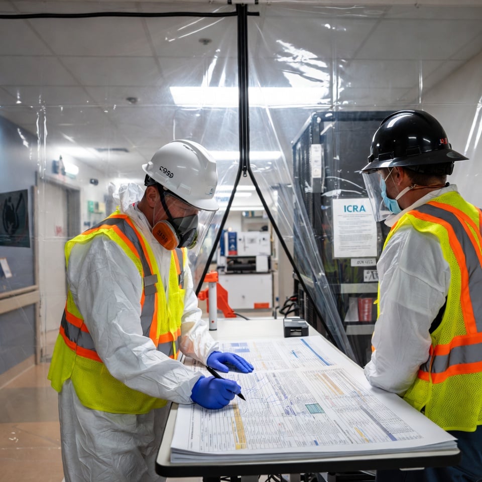 Mechanical demolition equipment operating inside a structure