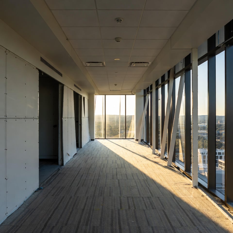 Commercial renovation site with protective floor covering