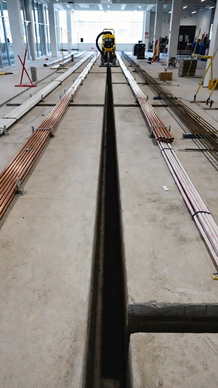 Construction superintendent reviewing plans with subcontractors