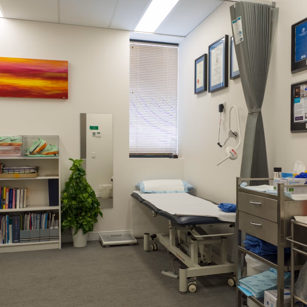 A GP's room with a window.