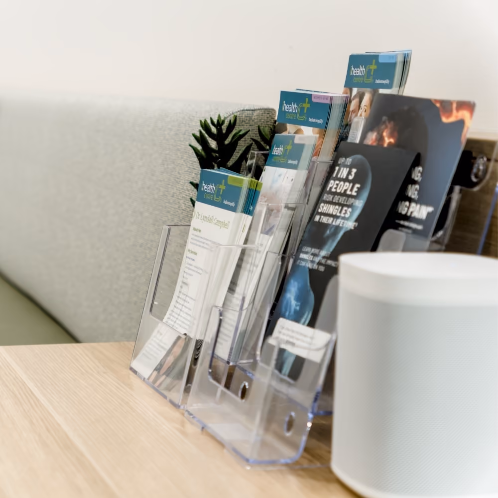 Pamphlets covering a range of health information.