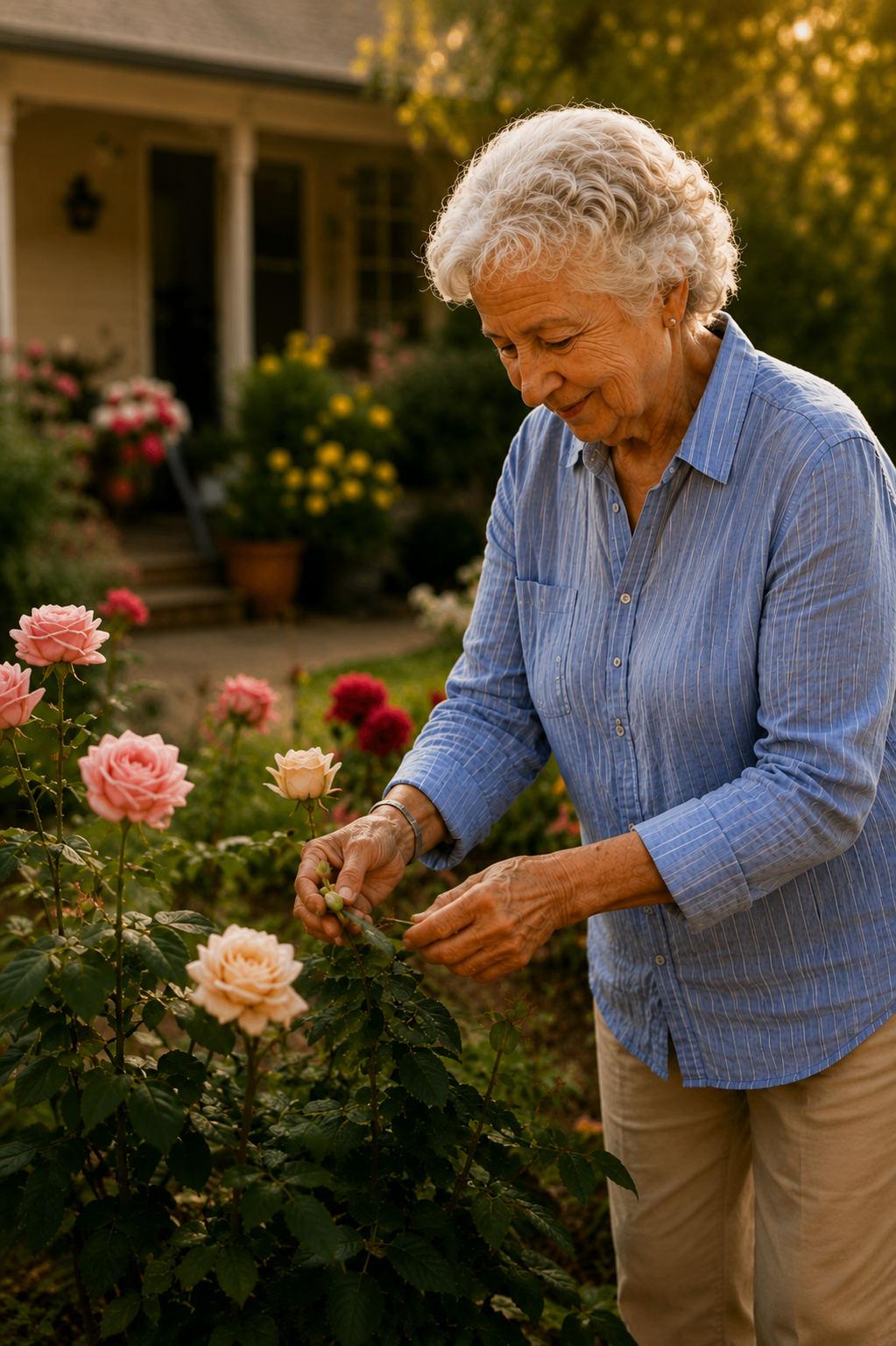 lady picking flowers