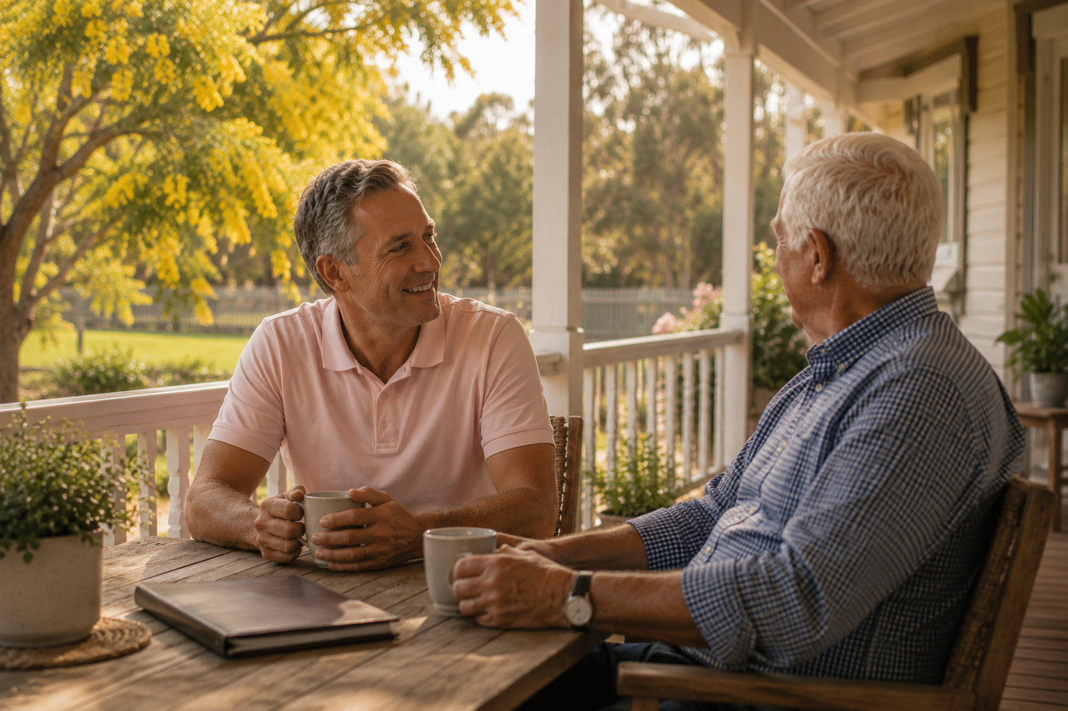 two people talking