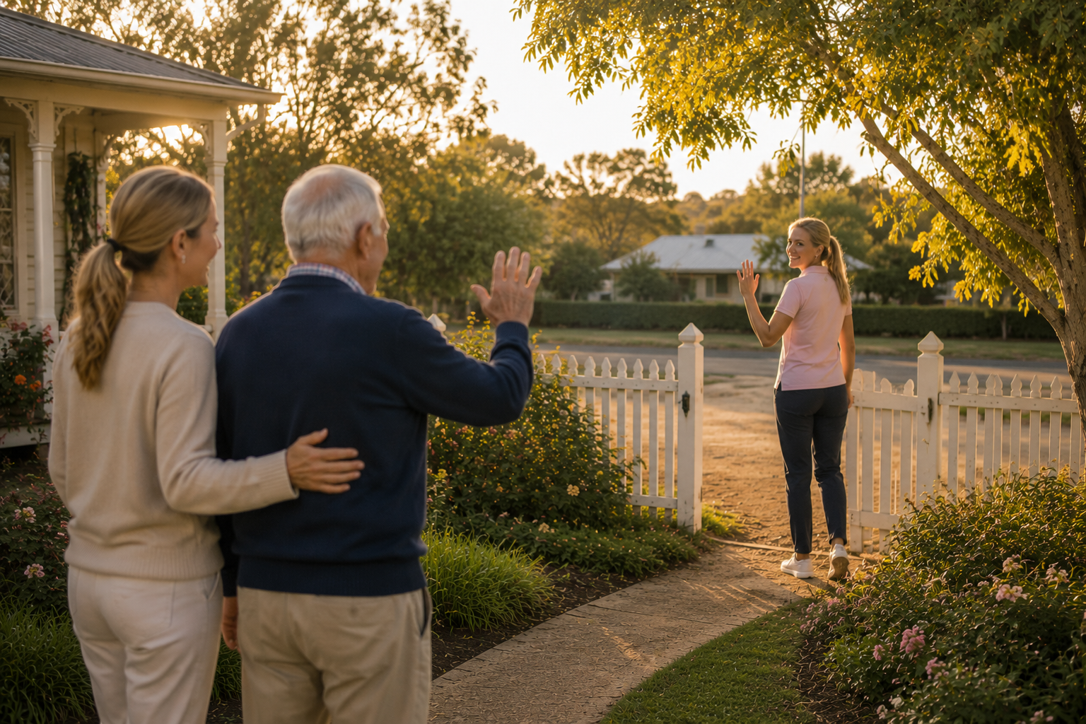 man saying goodbye to daughter