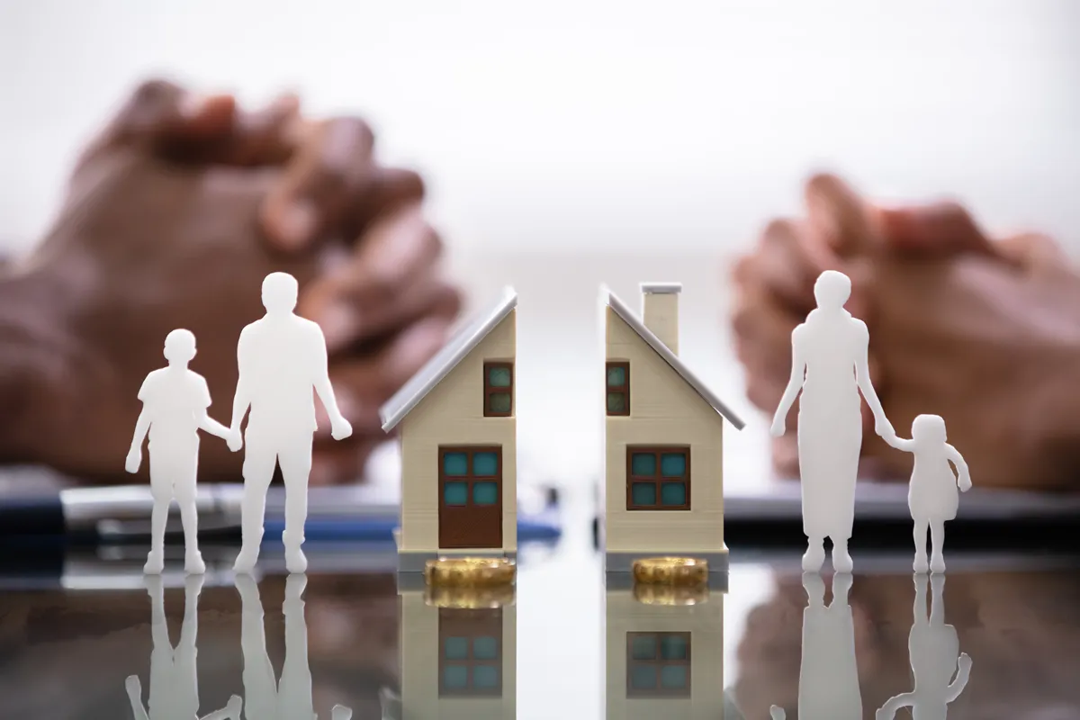 Divorce receivership can resolve real estate disputes, as represented by this house split in two 