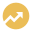 Yellow circular icon with a black upward trending arrow indicating growth or increase.