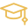 Yellow graduation cap icon with tassel hanging on the right side.