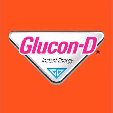 Glucon-D logo with tagline Instant Energy and a blue symbol below the text.
