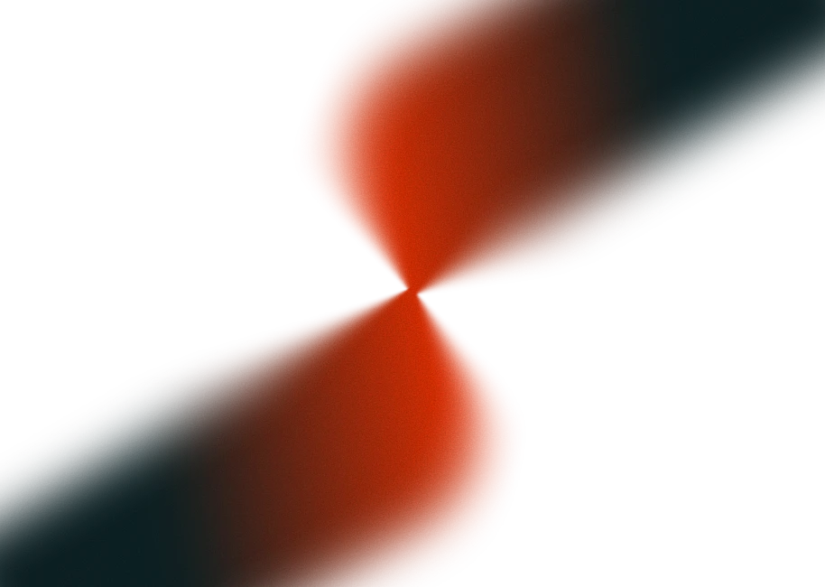 Abstract curved shape in red fading to black on black background.
