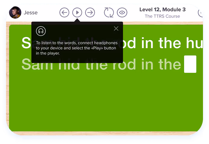 Typing lesson with on-screen keyboard and word practice