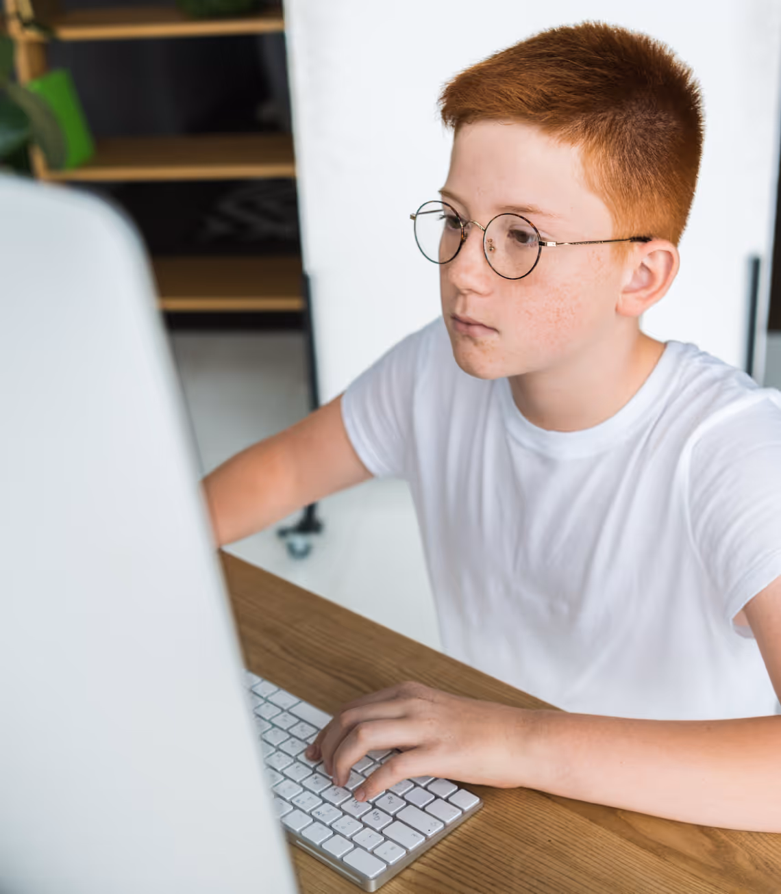 Child using a computer for learning