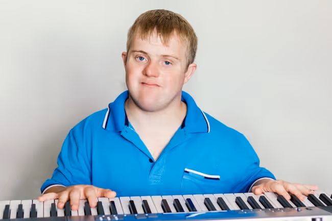Some people with Down syndrome become musicians