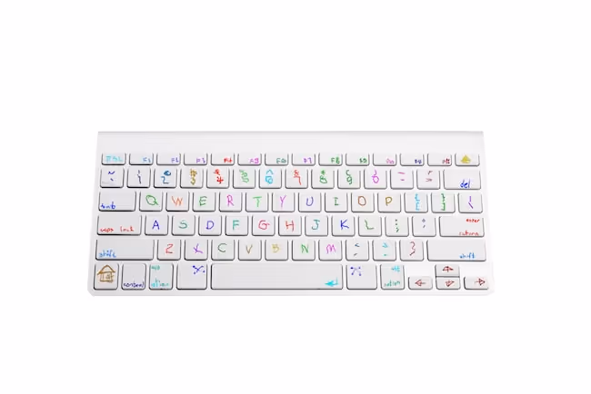 A colorful keyboard may help students who are visually impaired