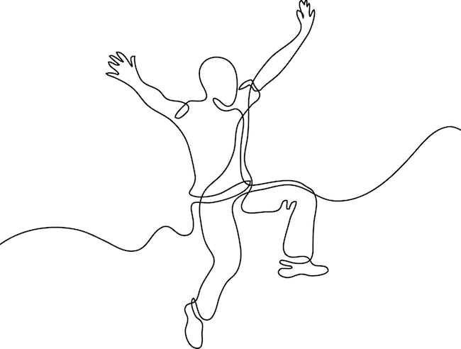 Students learning to read in the classroom can benefit from strategies - outline of a man jumping for joy