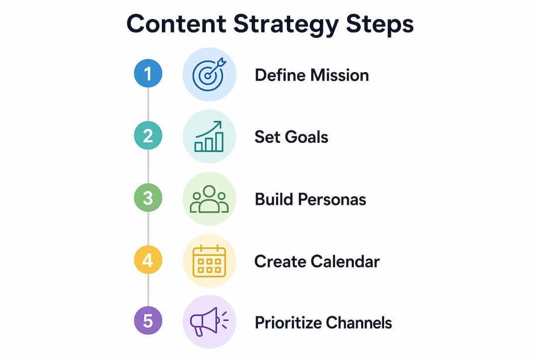 Infographic showing nonprofit content strategy steps