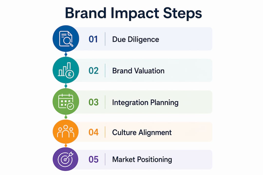 Infographic showing brand impact steps in acquisitions