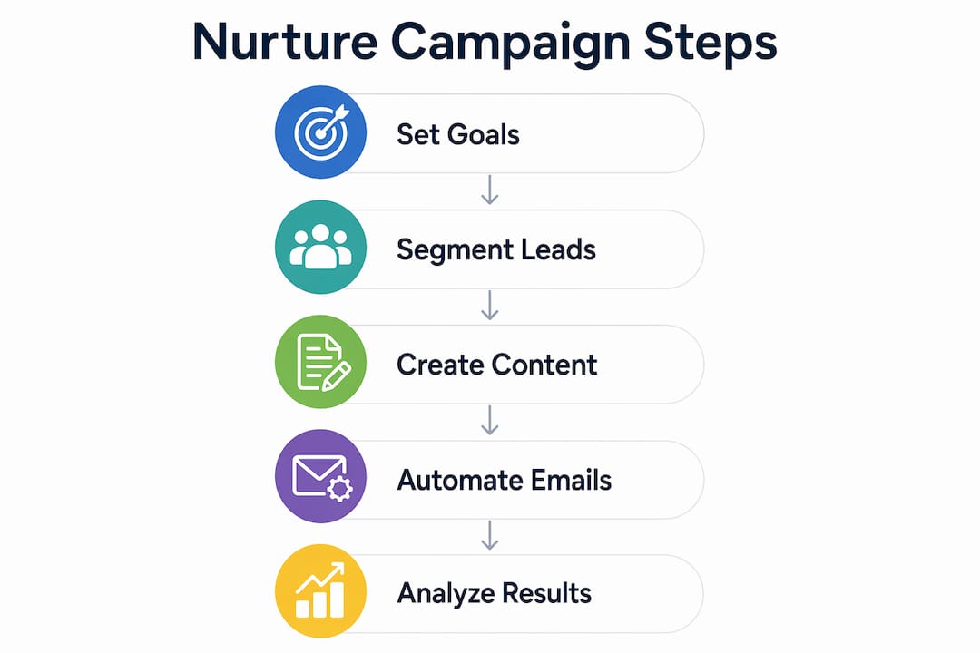 Infographic displaying steps to build nurturing campaign