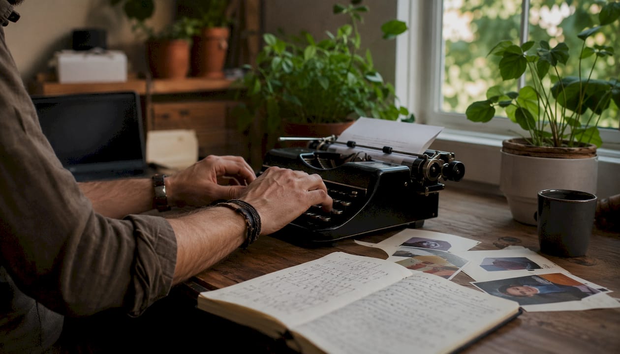 Close-up typing personalized email content