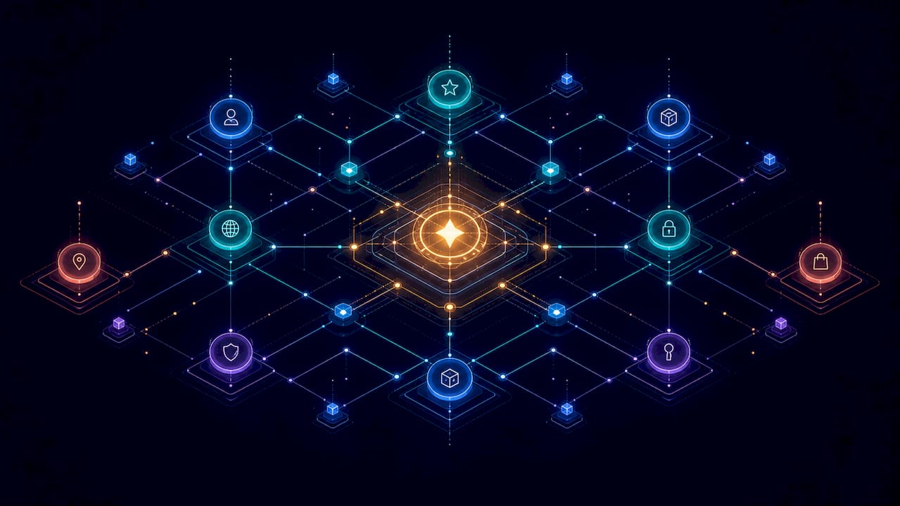 Abstract glowing network showing TikTok creative signals