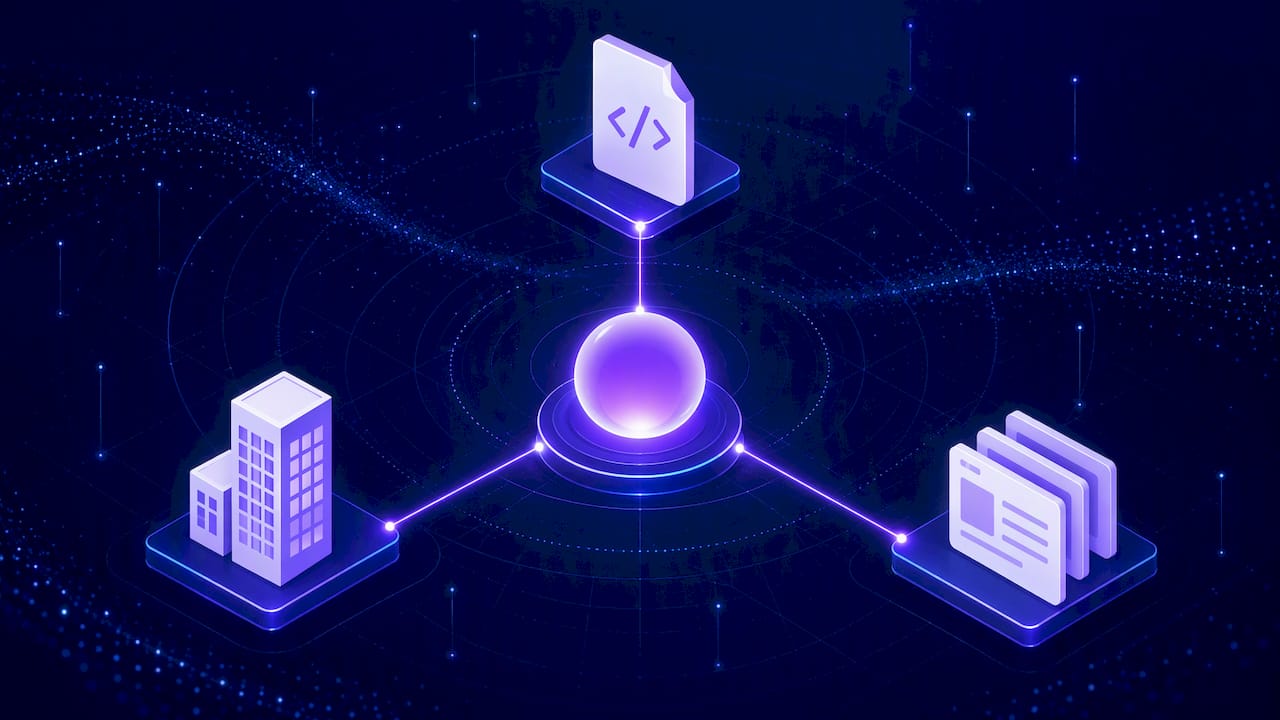Entity node linked across three source structures