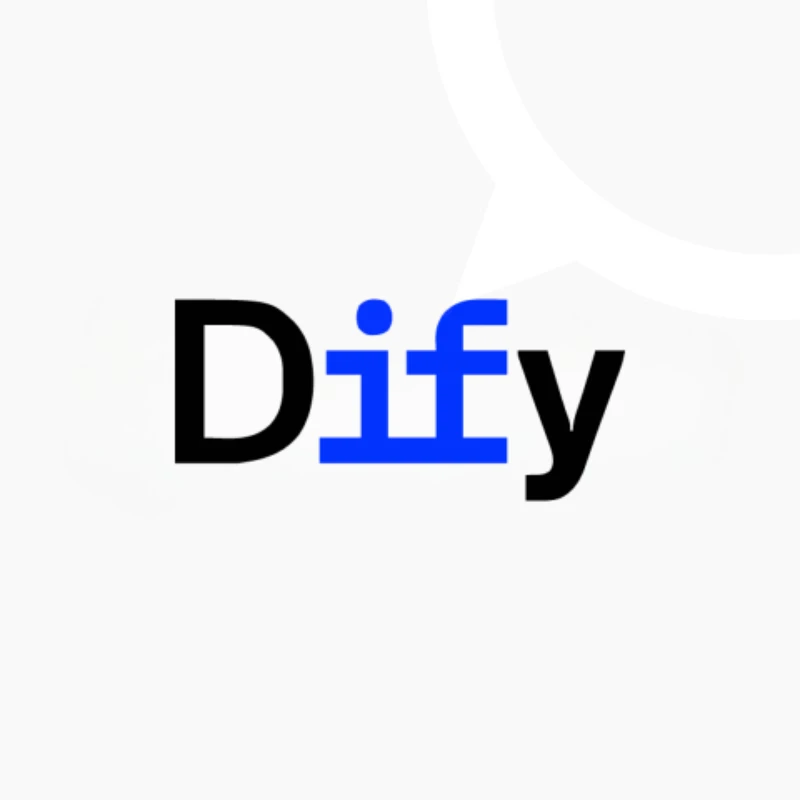 Text logo showing the word Dify with blue letters i and f on a white background.
