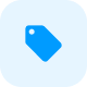 Blue square button with rounded corners and a white heart outline inside.