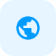 Blue play button icon with rounded square background and triangle play symbol centered.