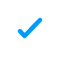 Blue check mark symbol indicating confirmation or verification.