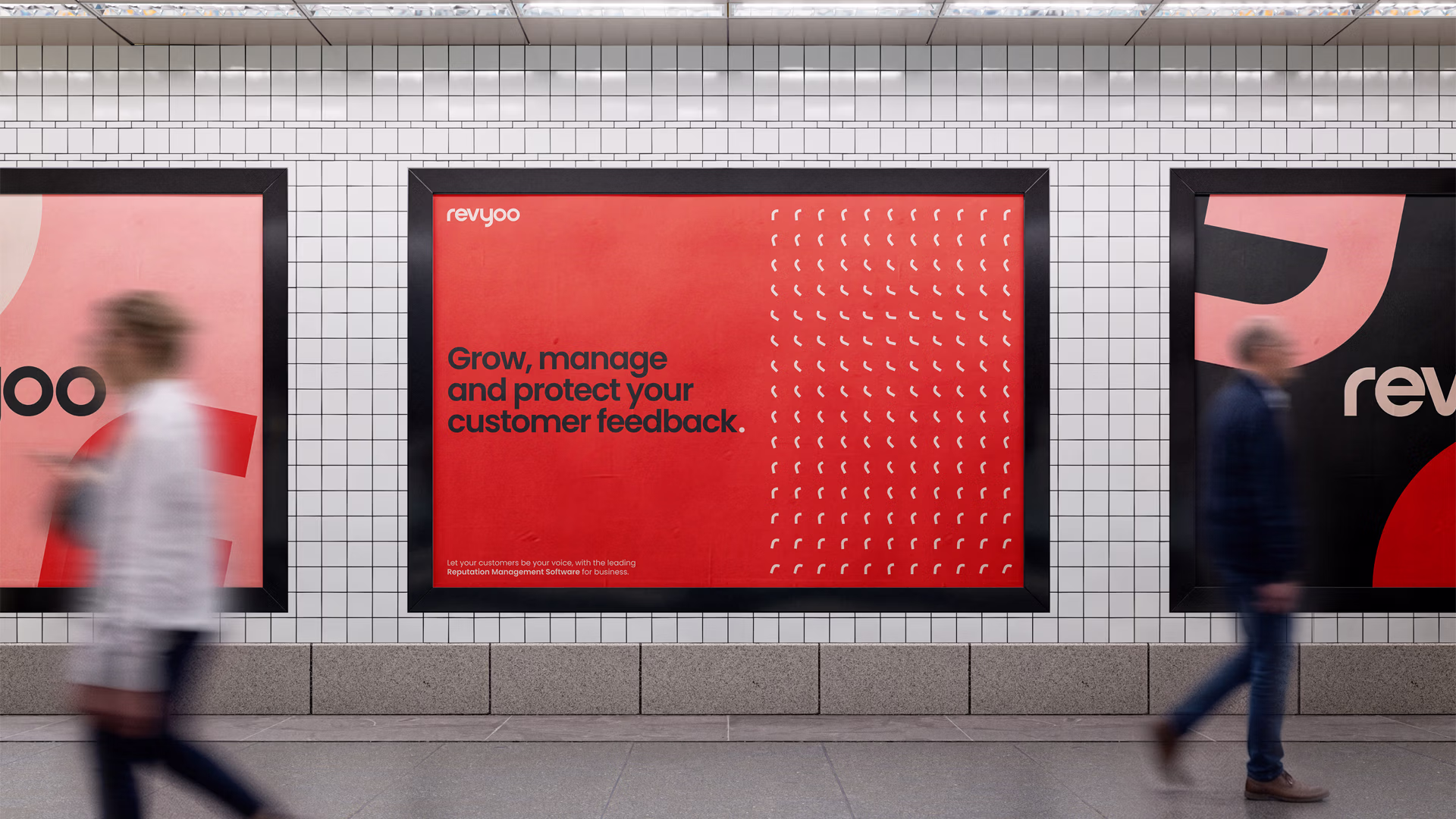 Revyoo brand identity poster mockup
