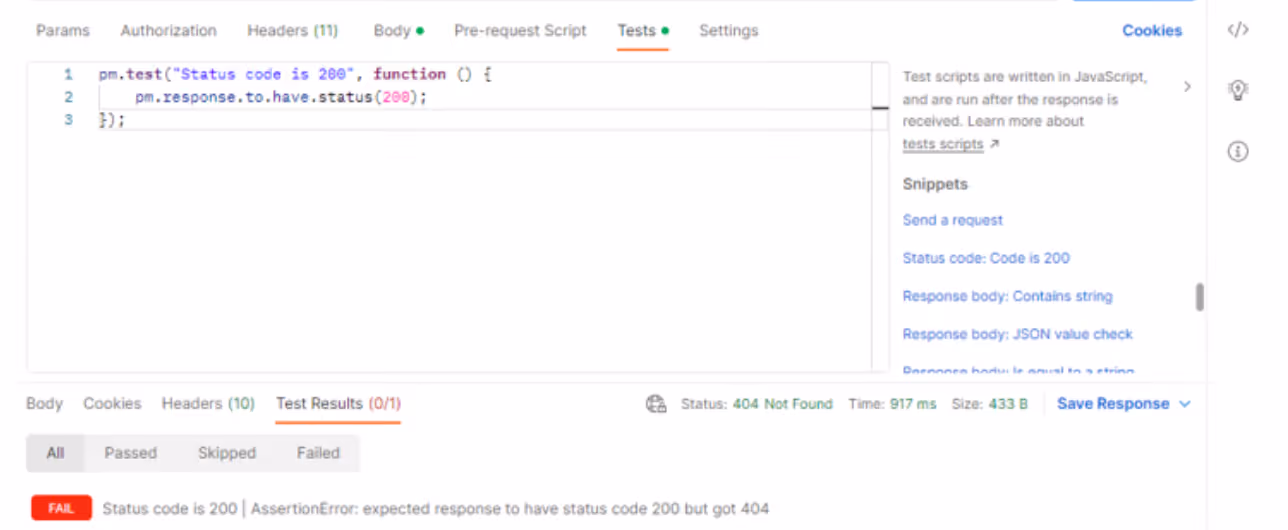 Status code 404 - Postman API