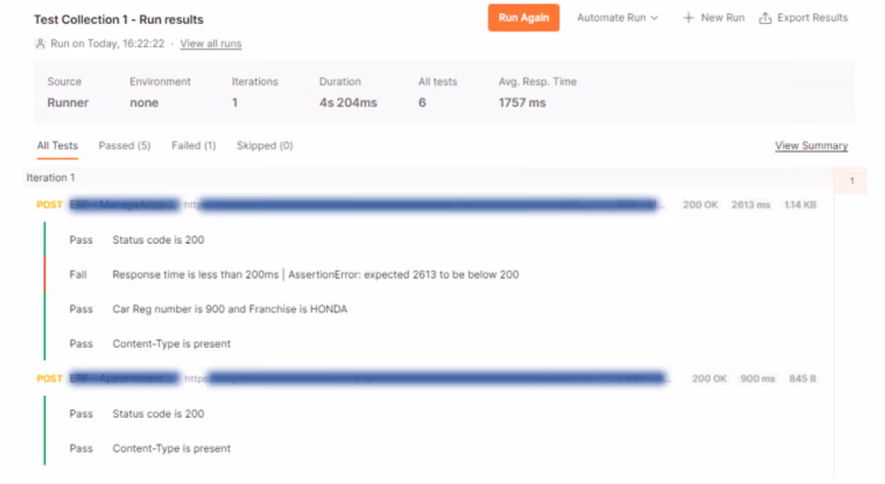 Running collection - Postman API