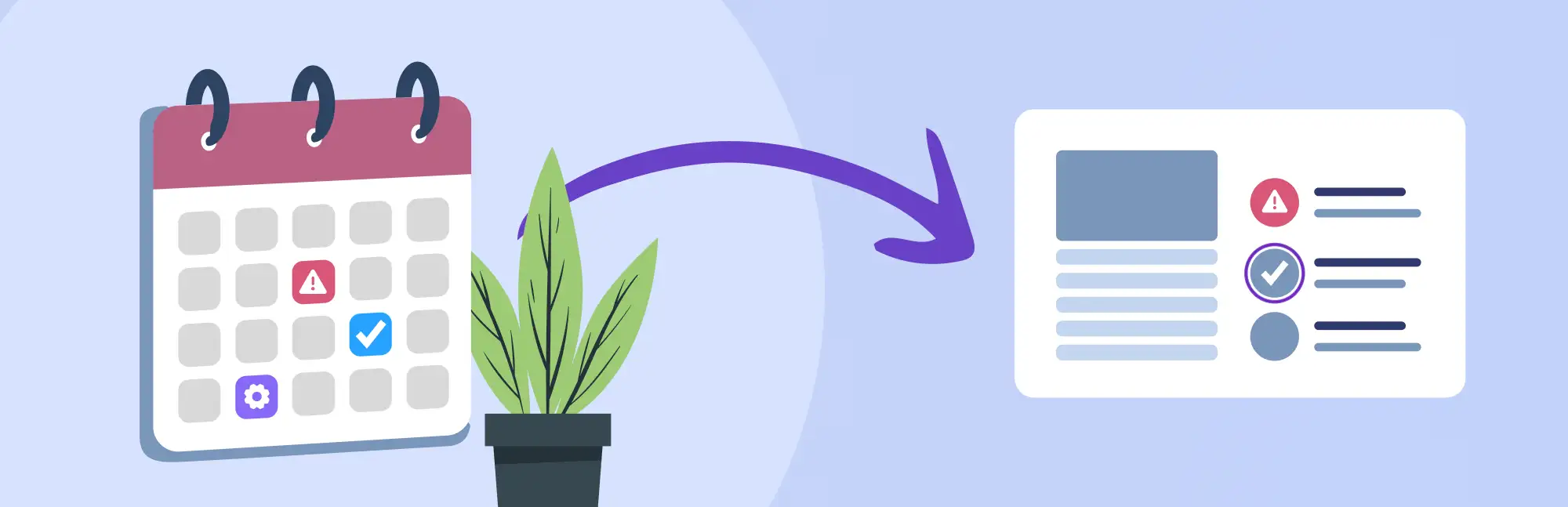 Illustration of a calendar event automatically triggering a task list
