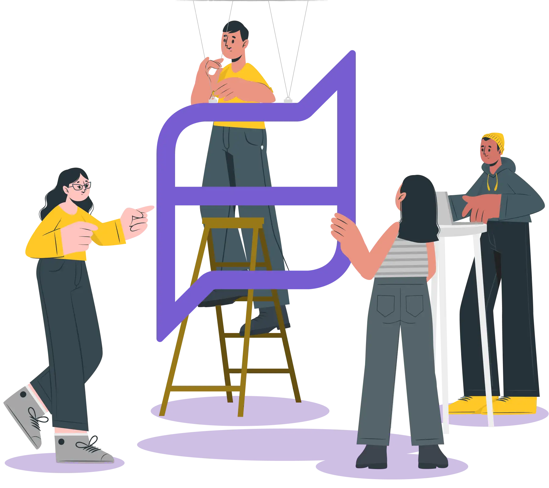 Illustration of a tenant reporting a blocked bathroom sink via chat, with the job automatically raised and a plumber dispatched to fix and close it
