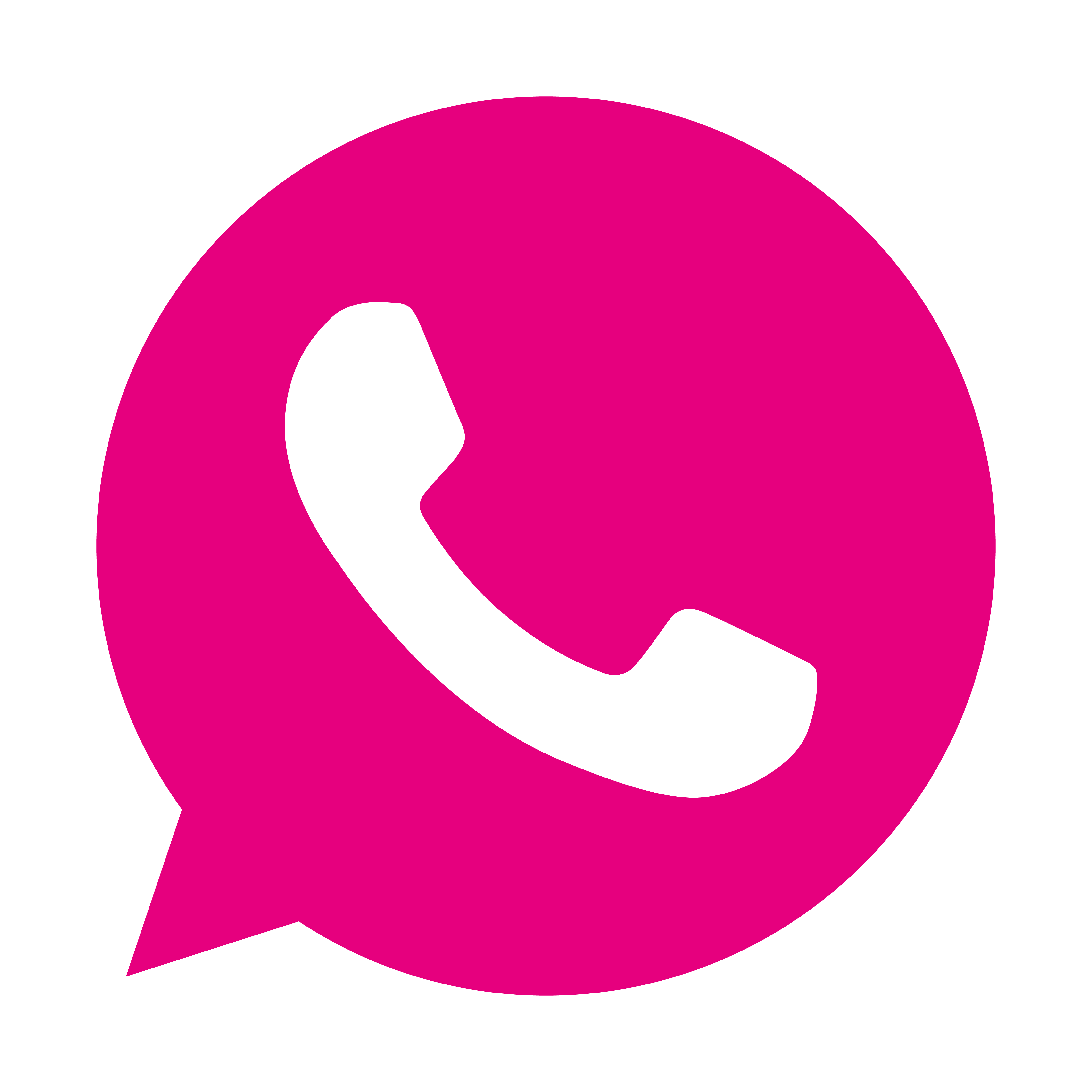 Lila WhatsApp-Symbol mit einem schwarzen Telefonhörer im Sprechblasensymbol.
