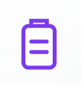 Purple icon of a clipboard with two horizontal lines on a white background.