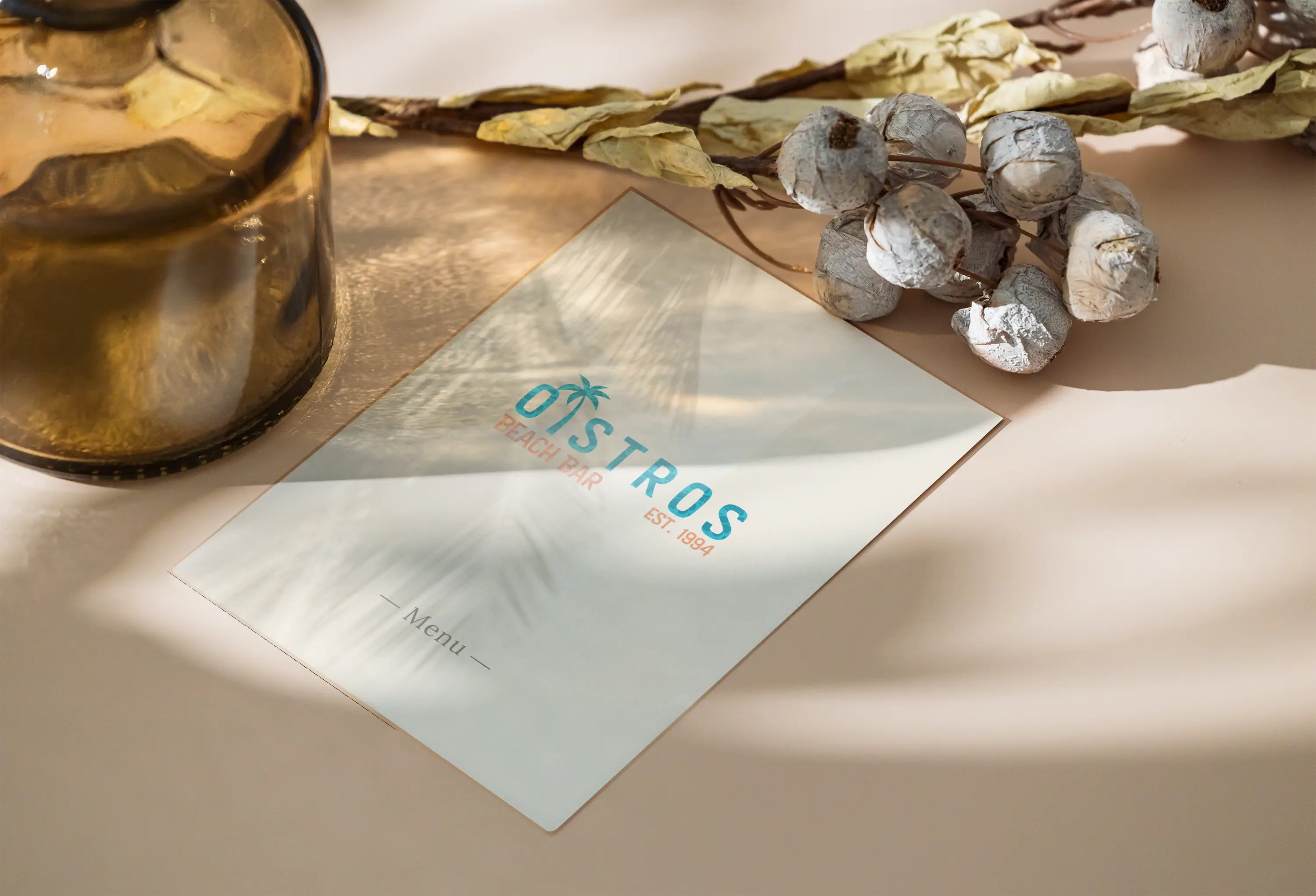 Oistros beach bar menu cover page