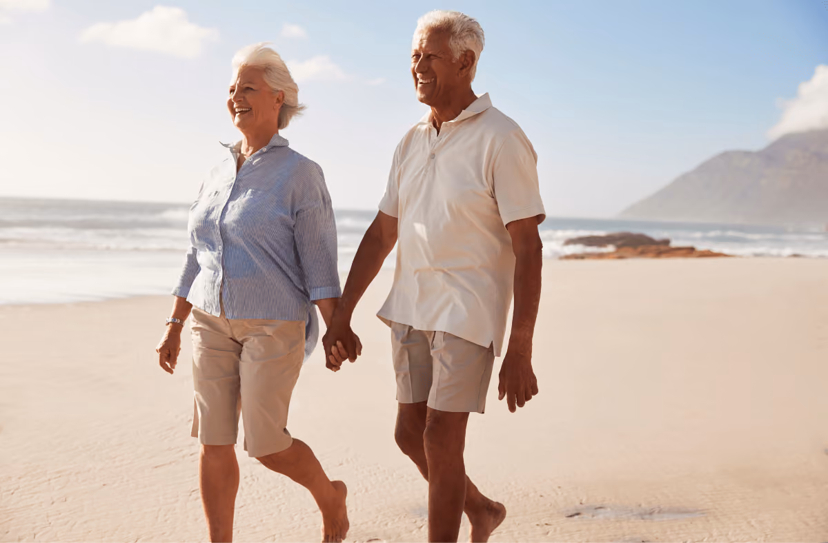 An easy walk along the beach or park can be quite therapeutic for people with dementia.