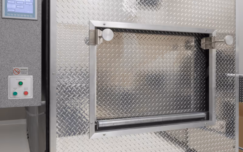 A cremation chamber used for a cremation.