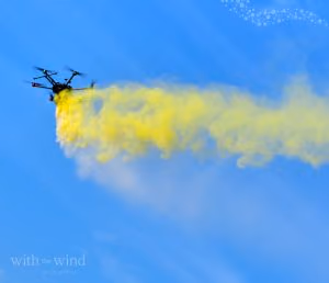 Drone scattering service With The Wind can combine cremated ashes with environmentally-friendly coloured powders for a spectacular memorial.