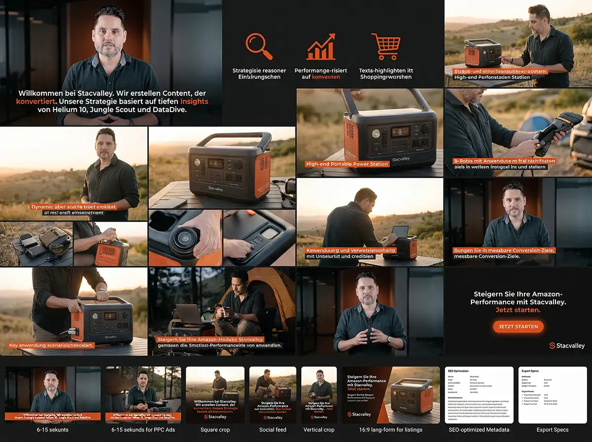Stacvalley Amazon Agentur Infografik: Der Quantum-Growth-Effekt durch die Synergie von Amazon SEO, PPC и Content-Marketing. Strategische Lücken-Analyse und KI-basierte Algorithmus-Dominanz zur Skalierung von E-Commerce Marken und Erreichung der Marktführerschaft.